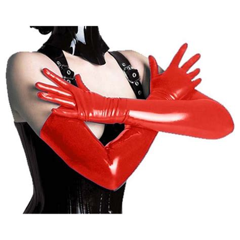 Sexy Men Women Faux Leather Long Gloves Wet Look Latex Party Opera Club Costumes
