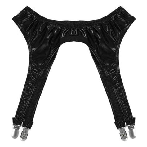 Women Garter Belt Stockings G String Lingerie Set Wetlook Suspender For