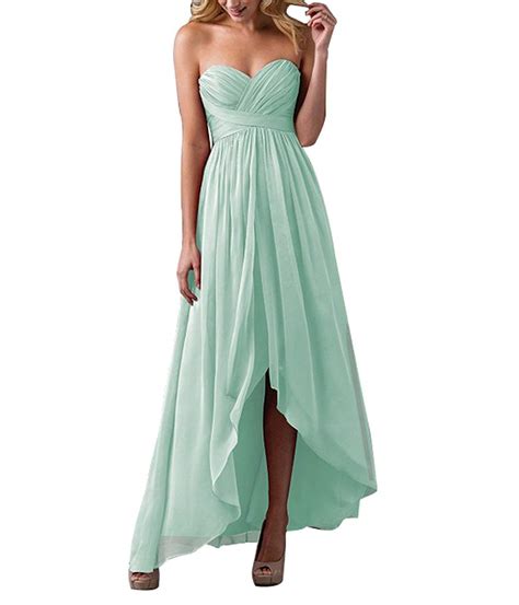 Newfex Sweetheart Bridesmaid Dresses Chiffon High Low A Line Formal