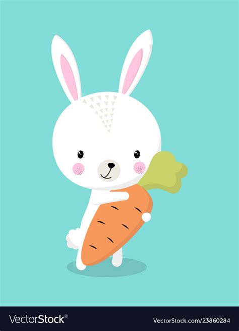 Bunny With Carrot Isolated Royalty Free Vector Image