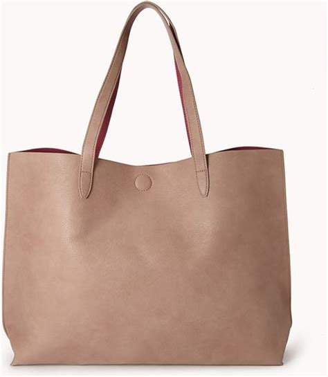Forever 21 Everyday Faux Leather Tote In Pink Mauve Lyst