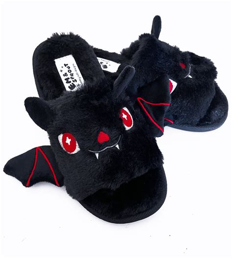 Black Bat Slippers Sizes 6 To 12 Em And Sprout