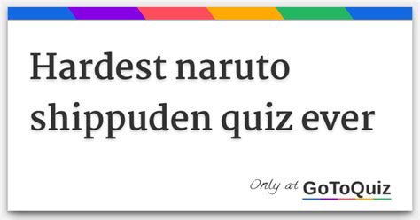 Hardest Naruto Shippuden Quiz Ever