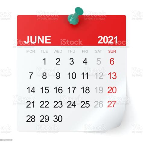 June 2021 Calendar Stock Photo Download Image Now June 2021