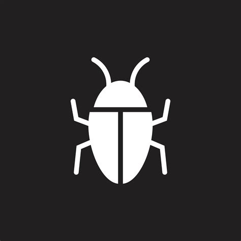 Eps10 White Vector Program Bug Animal Icon Isolated On Black Background