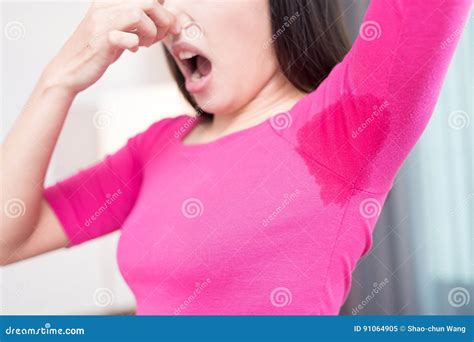 Woman With Body Odor Stock Image Image Of Disgust Feeling 91064905