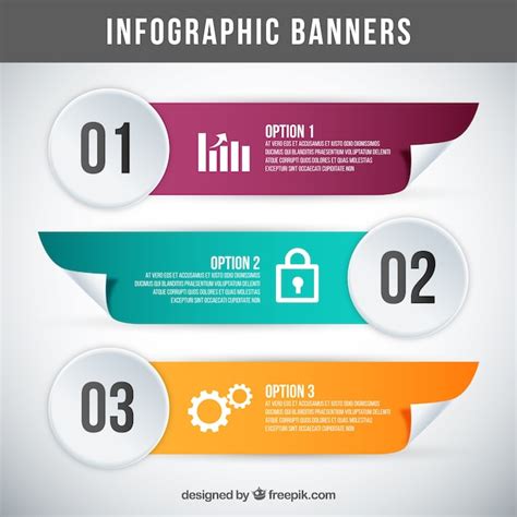 Free Vector Pack Of Three Realistic Banners For Infographics
