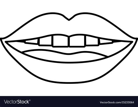 Monochrome Contour Of Smiling Mouth Royalty Free Vector