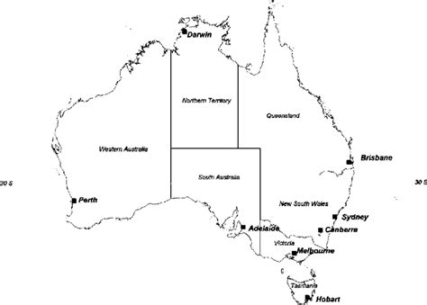 Australian Map With States And Capital Cities