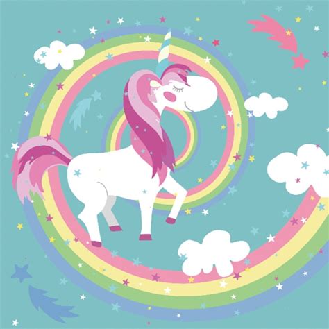 Laeacco Dreamy Unicorn Rainbow Party Cloudy Newborn Baby Photo