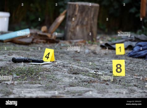 Evidence With Yellow Csi Marker For Evidence Numbering On The