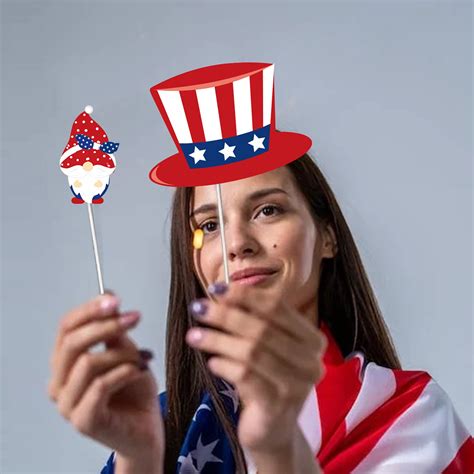 21Pcs Selfie Props With Stick For American National Day Booth Props