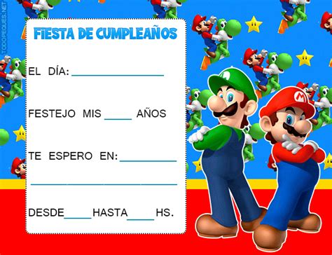 Tarjetas Cumple Mario Bros Y Luigi Todo Peques