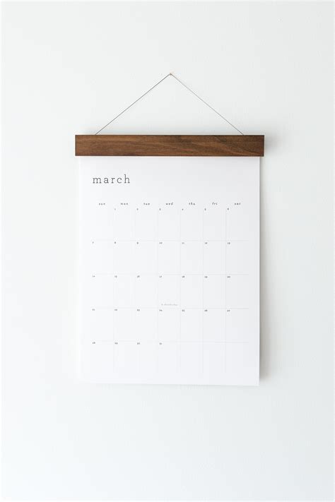 2021 Wall Calendar Large Monthly Minimal Walnut Or Maple Etsy