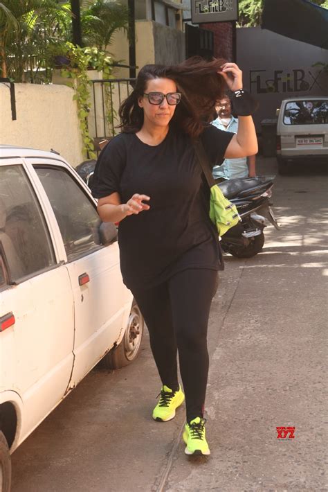 neha dhupia spotted post workout at bandra gallery social news xyz