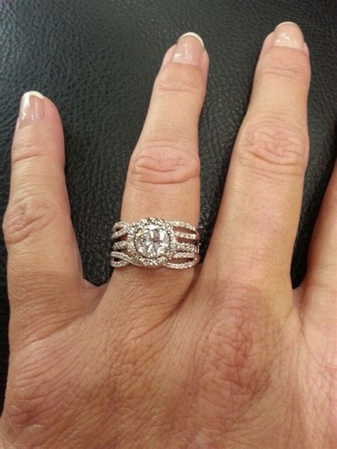 Halo Wedding Ring With Double Swirl Ring Guard Wedding Rings Halo