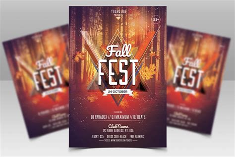 Freebie Awesome Fall Fest Flyer Template Design Psd Flyers