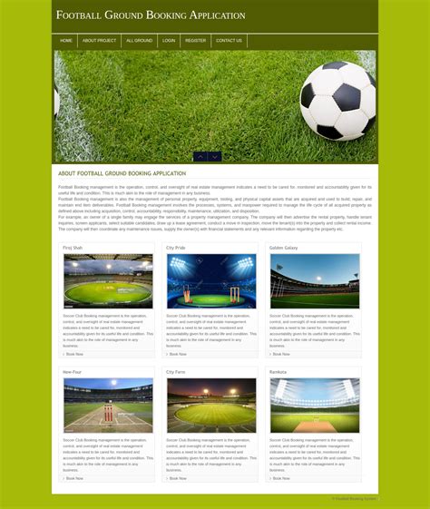 Football Ground Booking System Php Mysql Projects Free Source Code
