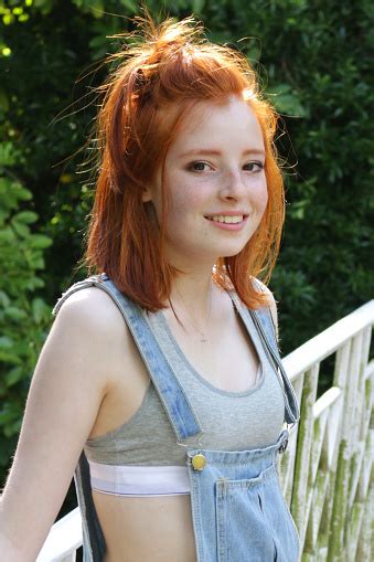 Image Of Young Pretty Teenager Redhead Girl Face Profile With Red Hair Long Bob Hairstyle