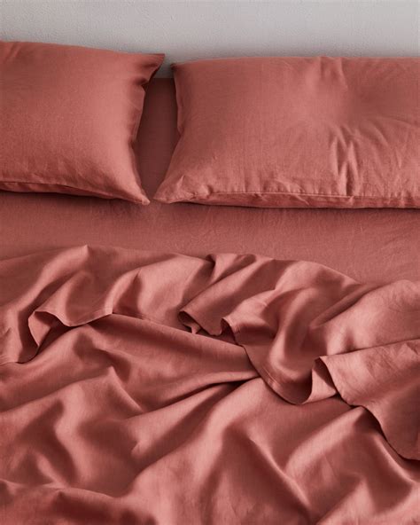 Pink Clay Flax Linen Sheet Set Linen Sheet Sets Linen Sheets