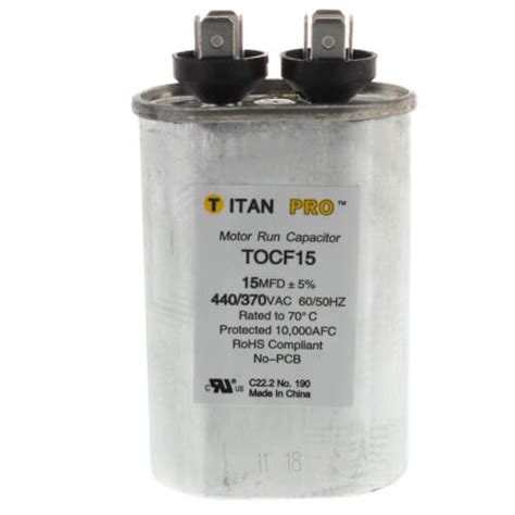 Tocf15 Titan Pro Tocf15 15 Mfd Oval Motor Run Capacitor 440370v