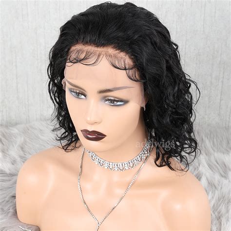 Natural Wave Lace Front Wigs Glueless Short Human Hair Lace Wig Uk