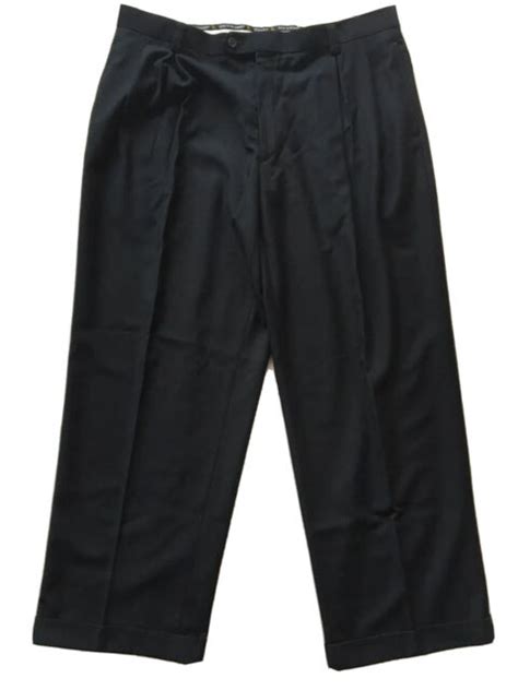 STACY ADAMS Black Pleated Front Polyester Blend Dress Pants Size 38 X