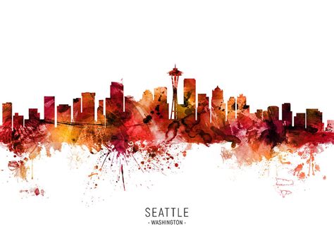 Seattle Washington Skyline Digital Art By Michael Tompsett Pixels
