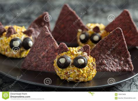 Bat Cheese Ball For Halloween Party Stock Photo Image Of