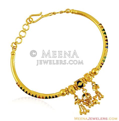 22k Meenakari Ladies Bracelet Brla15620 22k Gold Ladies Bracelet