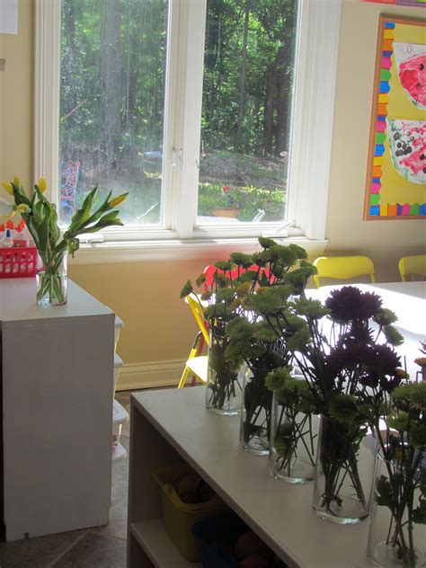 Flowers Make The Classroom Look So Inviting Preschool Classroom