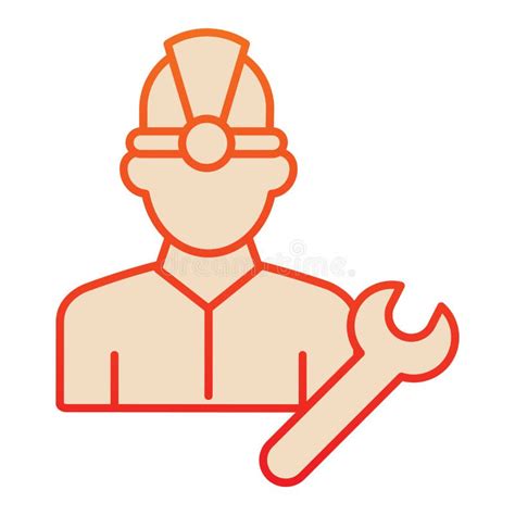 Fuel Engineer Flat Icon Oil Miner Man Construction Worker In Helmet
