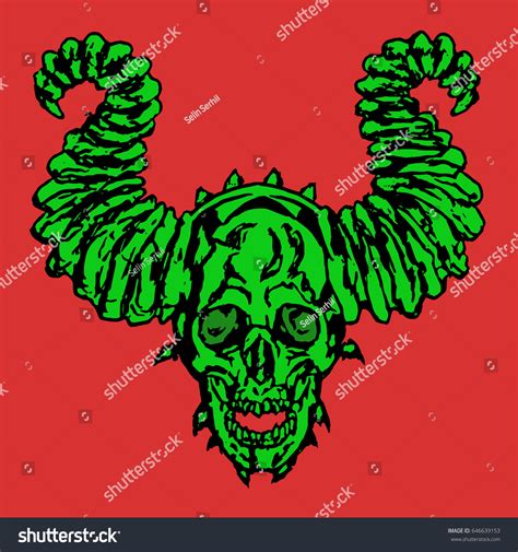 Horror Demonic Skull Horns Vector Illustration Stock Vector Royalty