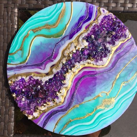Resin Painting Amethyst Geode Geode Painting Abstract Resin Art