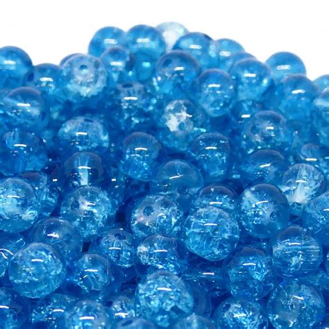 Crackle Glass Round Beads 8mm Aqua 50pk Beads And Beading Supplies From The Bead Shop Uk
