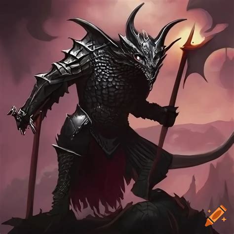 Black Half Dragon Wearing Black Armor On Craiyon