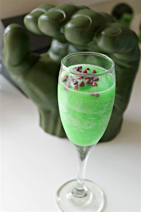 Hulk Cocktails Made From Lemon Lime Sorbet And Champagne Topped With