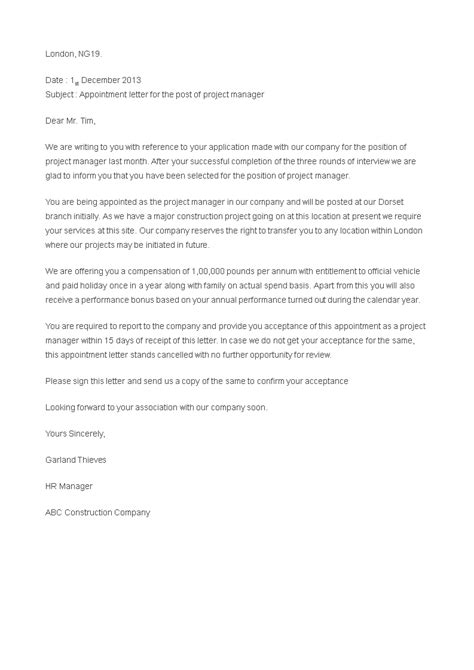 An appointment letter is a formal document issued by the human resource (hr) department of a firm, company, or organization to the successful candidates to announce and inform them of the news of their selection for the corresponding vacancy. Format Of Appointment Letter For Project Manager - How to write a Format of Appointment Letter ...