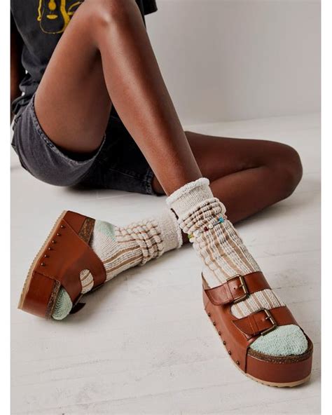 Free People Rule Breaker Flatform Sandals In Chestnut Leather Brown