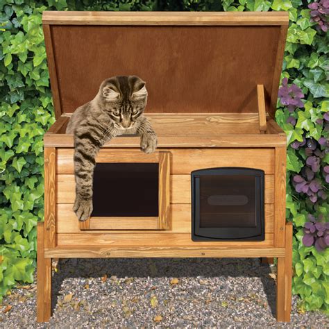 Home And Roost External Microchip Outdoor Cat House Kennel With One Way