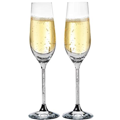 8 Oz Crystal Champagne Glasses Flutes With Elegant Crystal Filled Stems By Matashi Set Of 2