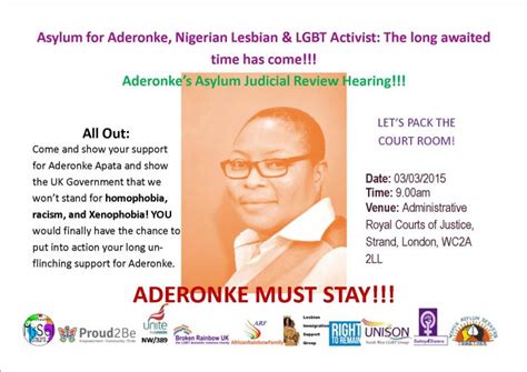 asylum for aderonke nigerian lesbian and lgbt activist s judicial review hearing manchester