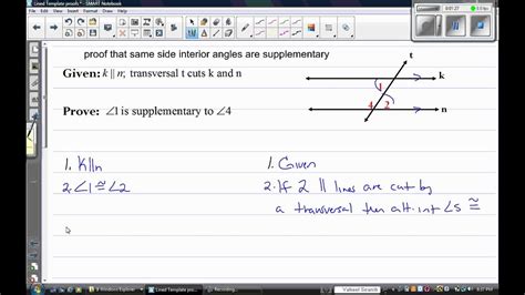 Prove Same Side Interior Angles Supplementary YouTube