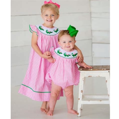 Smocked Alligator Bubble And Bishop Dress Baby Girl Clothes Smocking