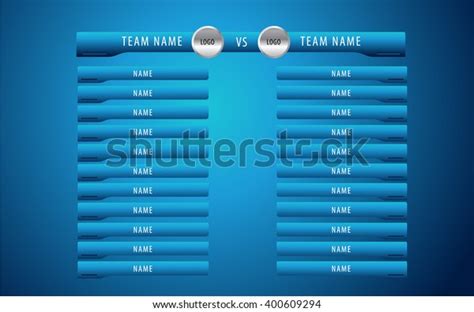 Broadcast Graphic Football Starting Lineup Squad Stock Vector Royalty