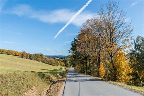 Country Road And Landscape In The Bavarian Forest Germany Stock Photo