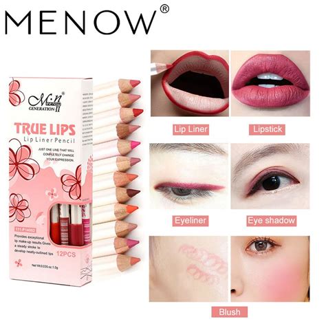 Menow Makeup Brand Set 12 Colors Of Lip Liner Pencil Proof Water Women Professional Tools Of