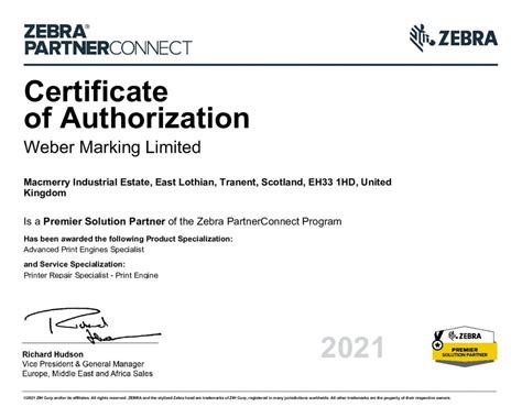 Certificateofauthorization20210326 Weber Labels Uk