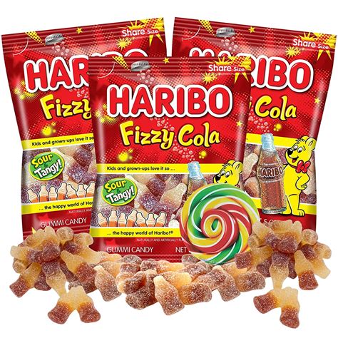 Haribo Fizzy Cola Gummy Candies Soda Flavored Sour Gummies Candy For