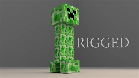 Minecraft Creeper Low Poly 3d Model Free With Rigged Free Vr Ar
